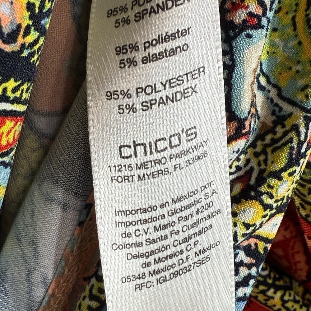 Chicos Pop of Multiple Colors Paisley 3/4 Sleeve Knit Top Size 1 (Medium) - Picture 6 of 7